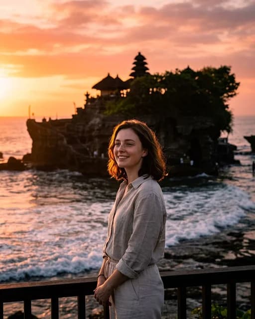 Tanah Lot Temple at Sunset AI travel photo