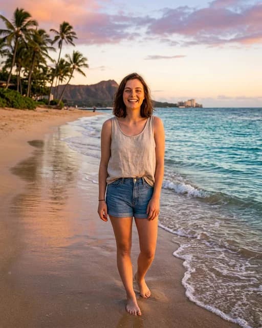 Tropical Beach Sunset AI travel photo