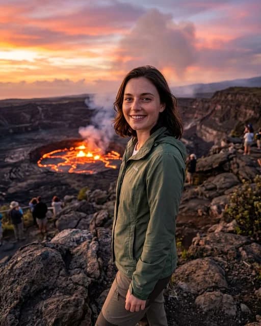 Volcano Rim at Sunset AI travel photo