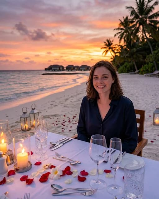 Private Beach Dinner AI travel photo example