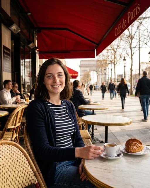 Café on the Champs-Élysées AI travel photo