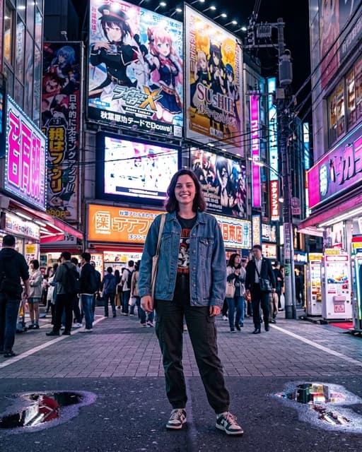 Akihabara Neon Streets AI travel photo example