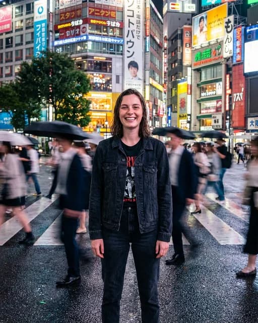 Shibuya Crossing at Night AI travel photo example
