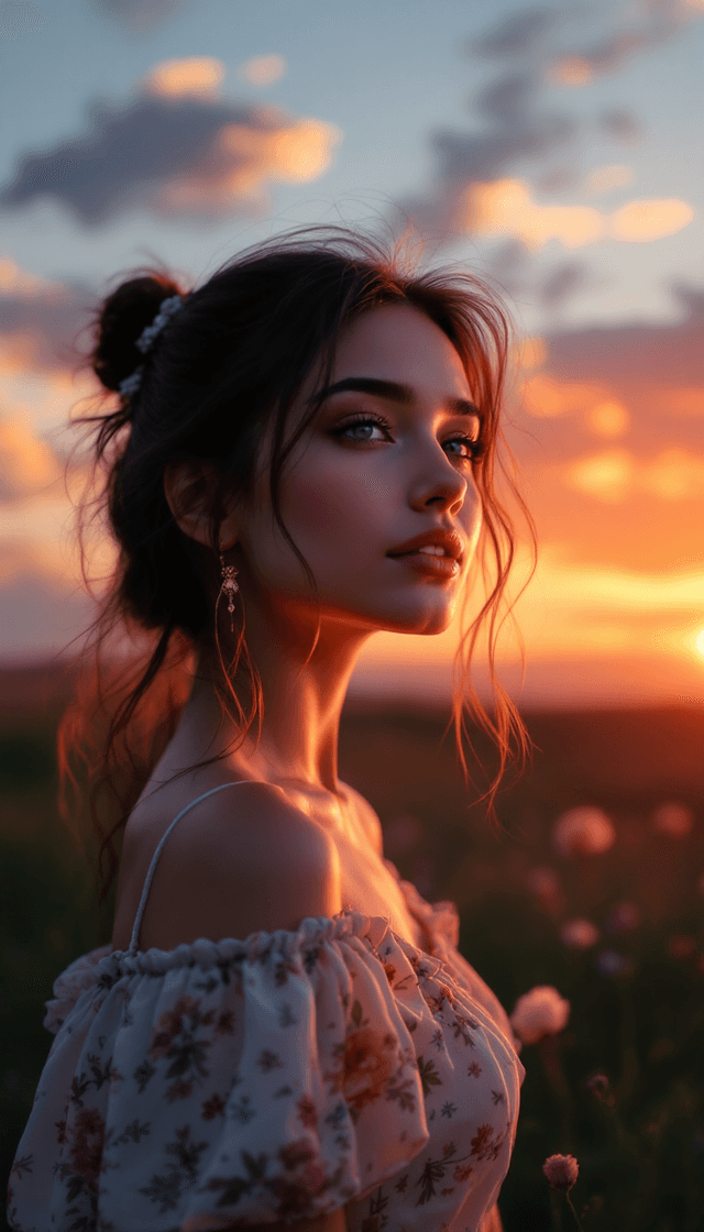 Capturing Dreams with FLUX: A Stunning AI-Generated Image of a Girl at Sunset