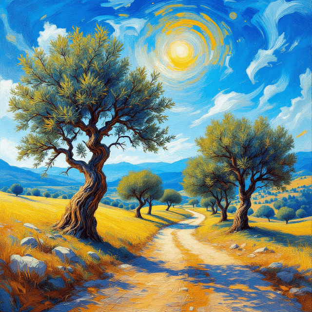 Serene Olive Grove: A Winding Journey Through Nature