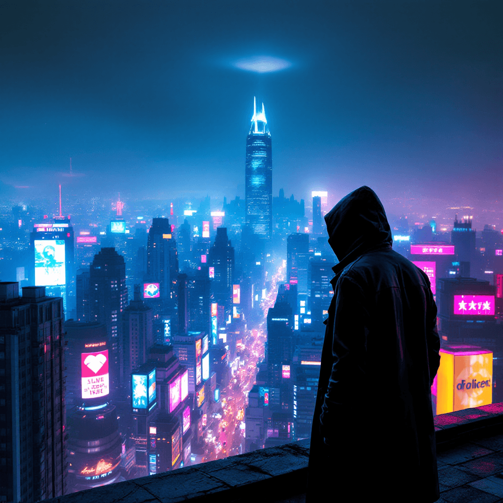 AI Neon Sentinel: A Cyberpunk Vigil Image