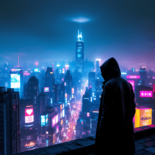 Neon Sentinel: A Cyberpunk Vigil