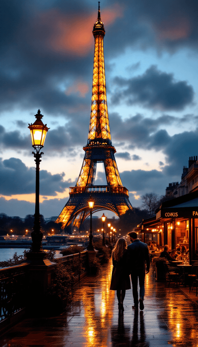 Twilight Romance in Paris: A Stroll by the Seine