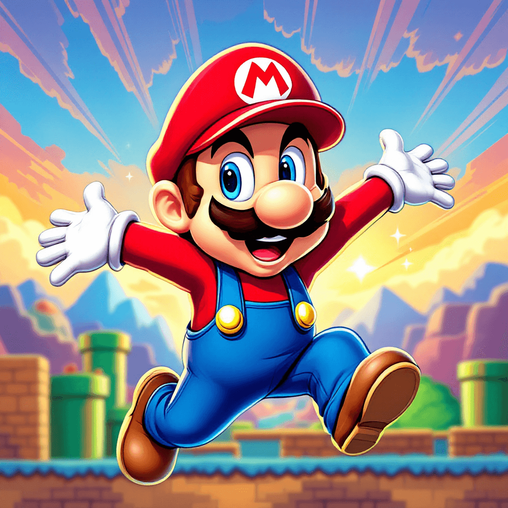 AI Cheerful Plumber Character Design Inspired by Super Mario Image