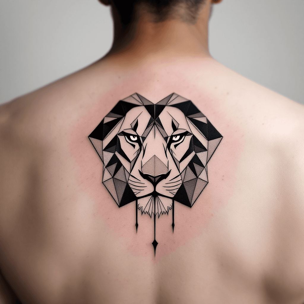 AI Modern Geometric Lion Tattoo Design for Men Image