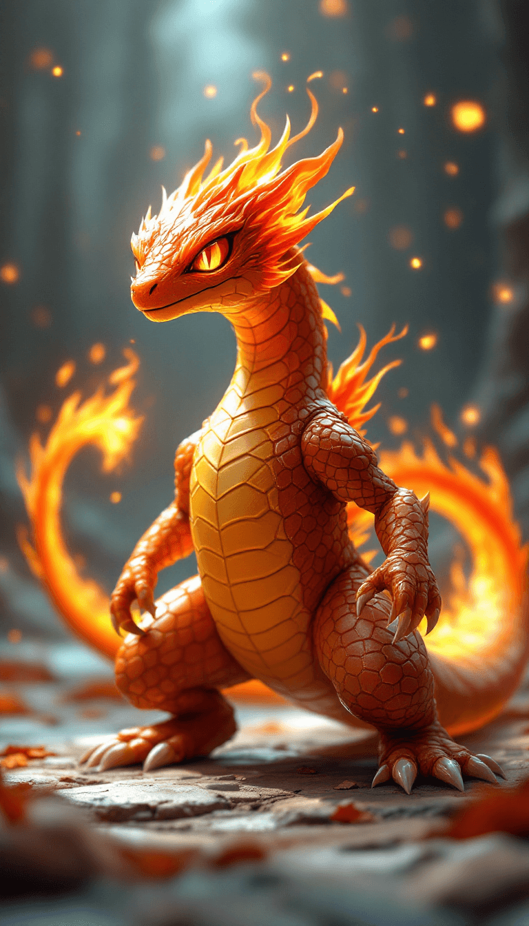 AI Ignifang: The Fiery Reptile Fakemon Image