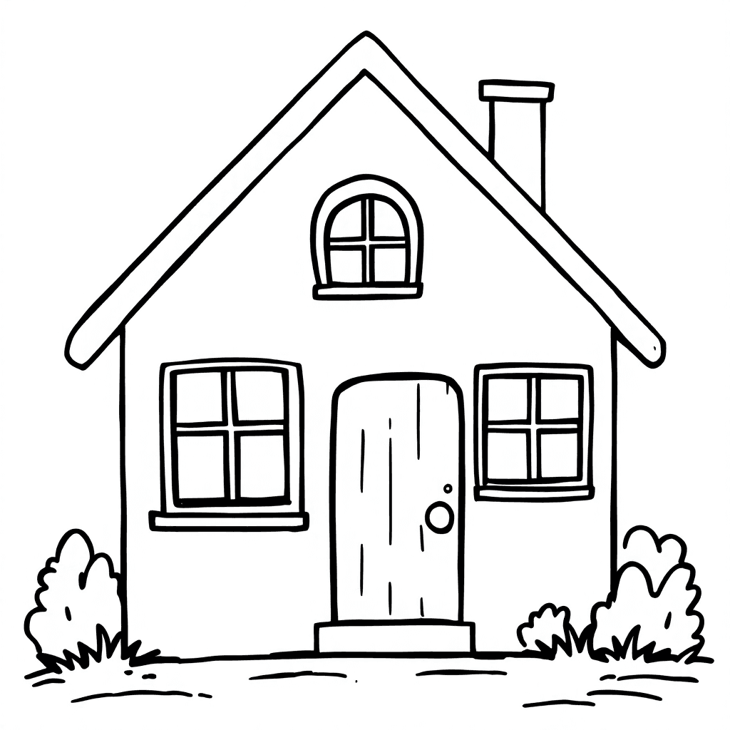 AI Charming House Coloring Page for Creative Kids Image