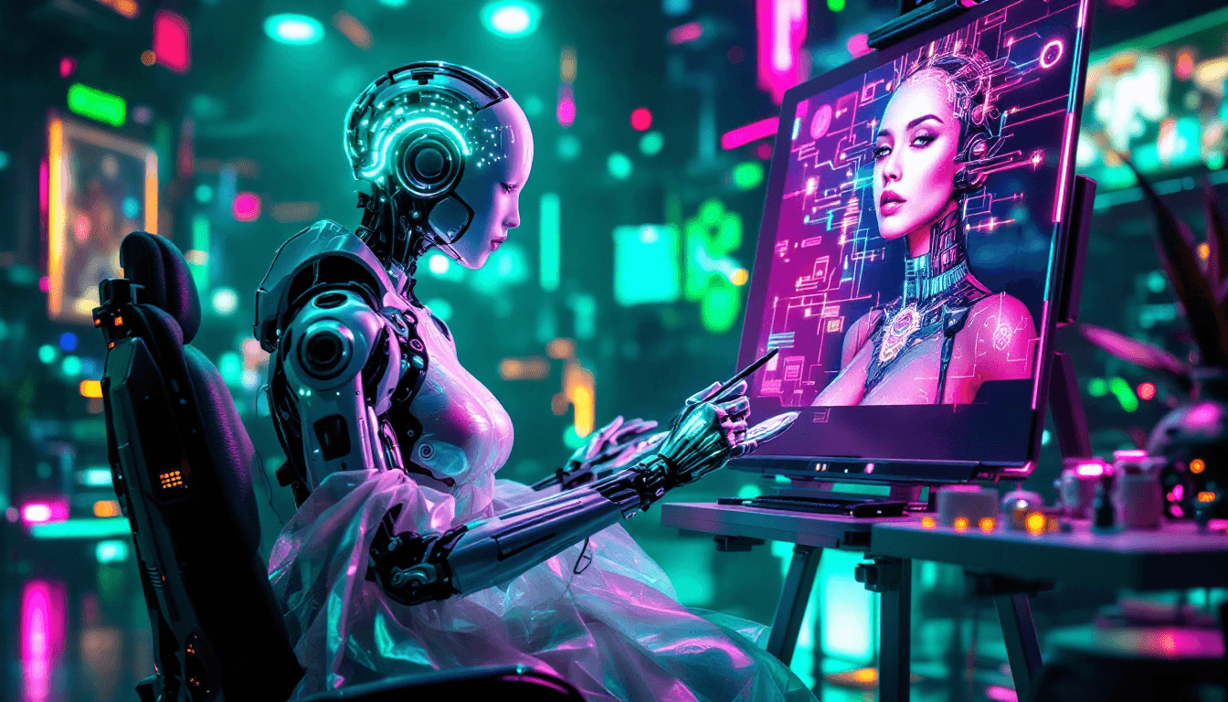 AI Neon Dreams: The Automaton Artist Image