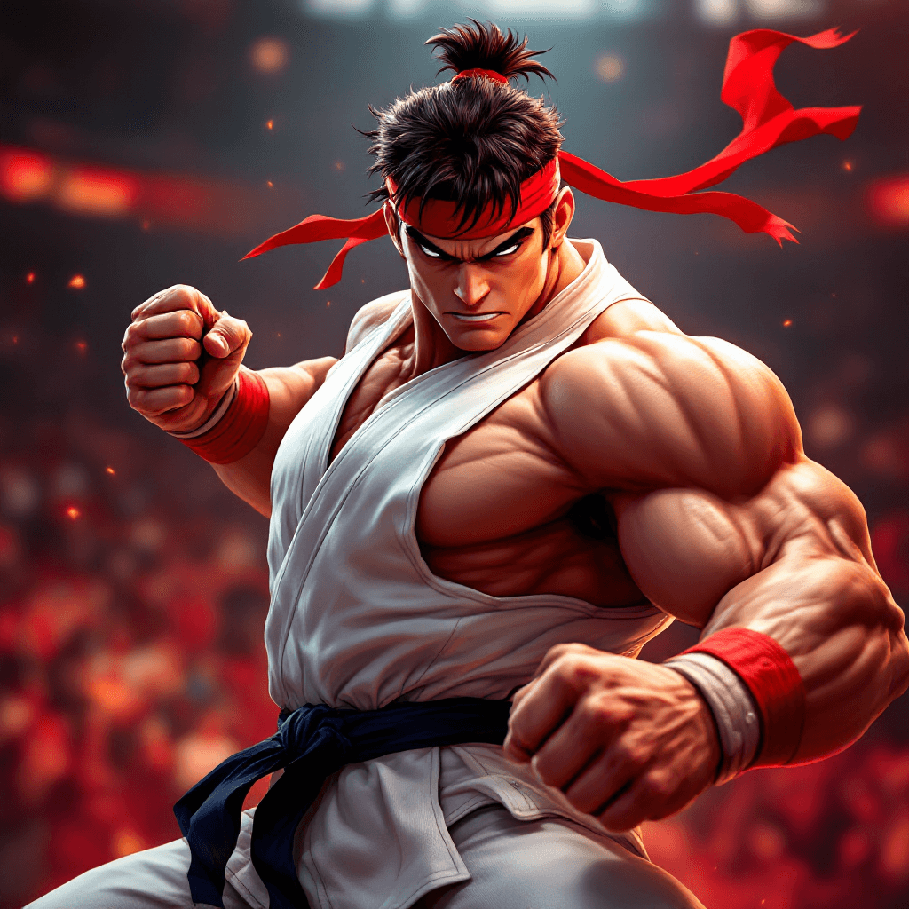 AI Fierce Warrior: The Muscular Martial Artist Image