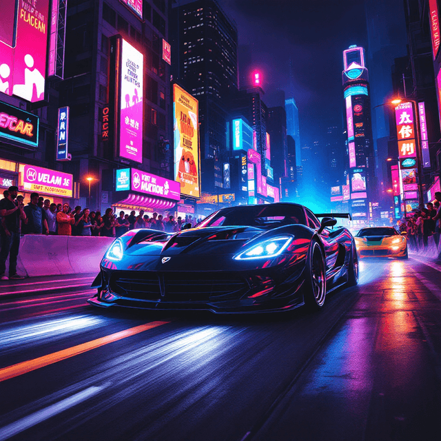 Midnight Street Showdown: Neon Dreams and Thrilling Races