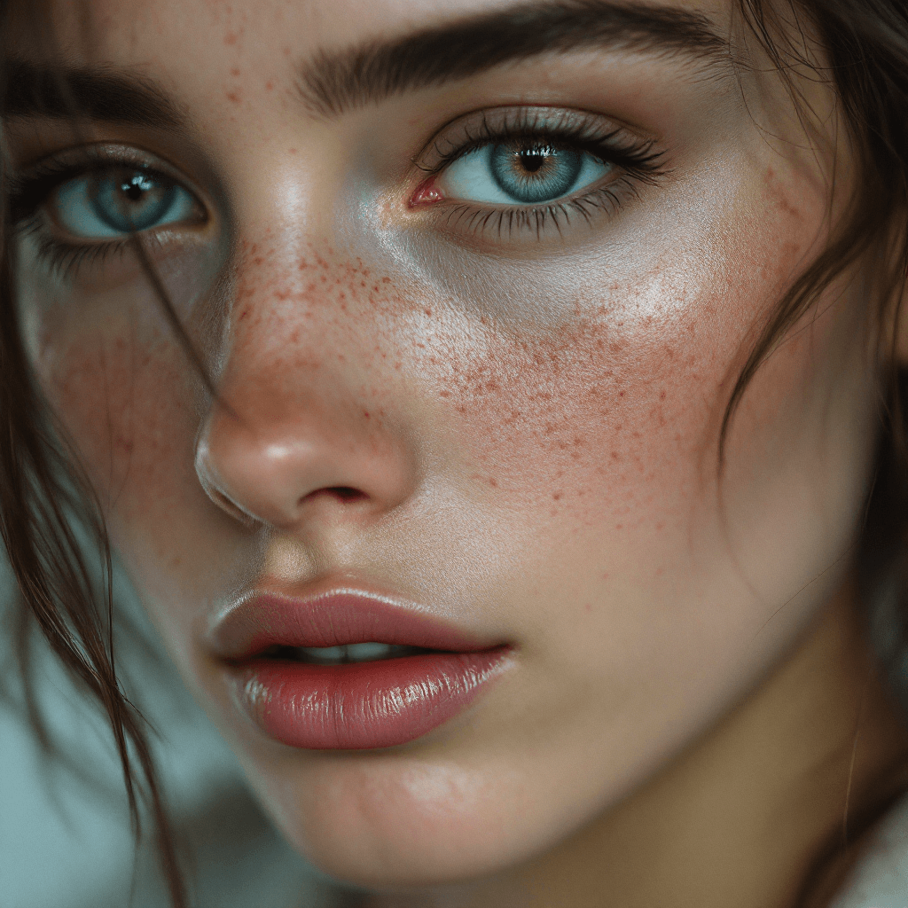AI Captivating Close-Up: A Hyper-Realistic Portrait of Natural Beauty Image