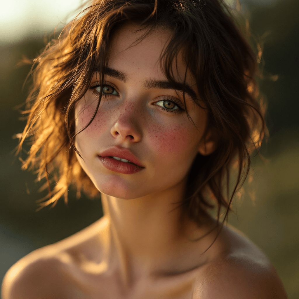AI Capturing Youth: A Realistic Portrait of a Freckled Teenager Image