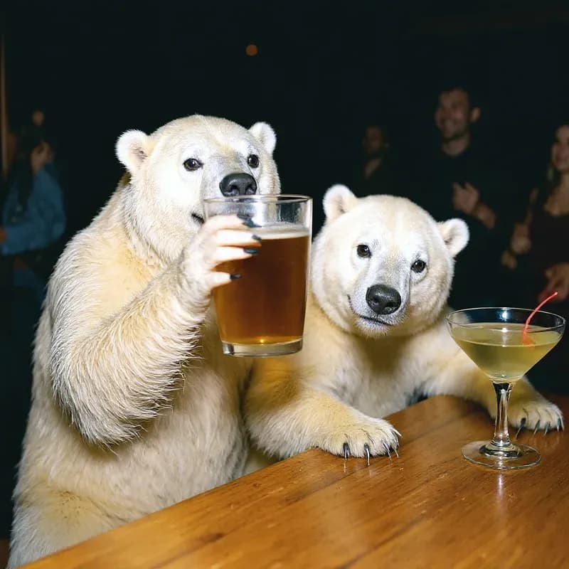 AI edited photo: Replace them with polar bears. The photo
