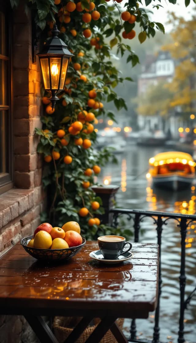 Cozy Rainy Afternoon on the Canal Balcony
