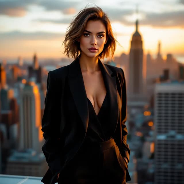 Empowered Elegance: A Woman's Strength at Sunset