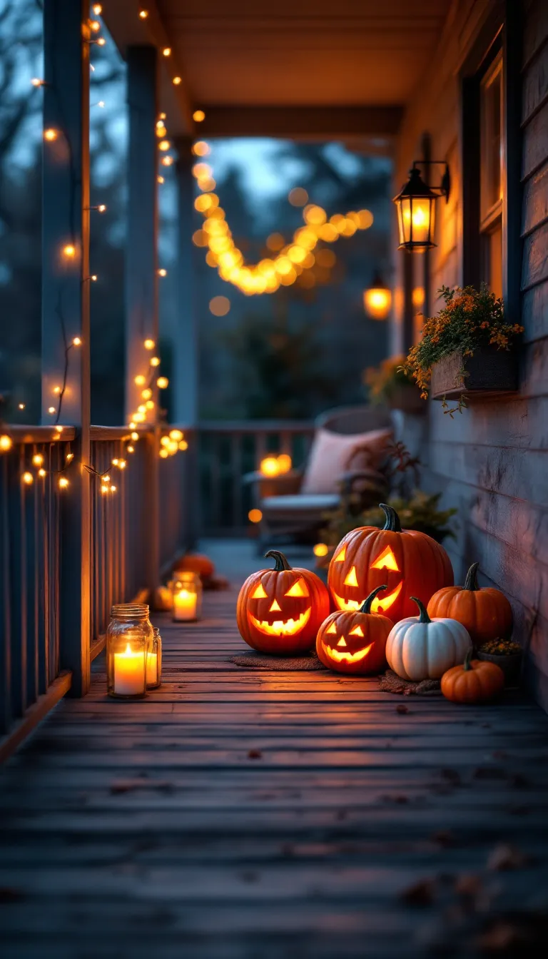 Enchanted Halloween Porch at Dusk