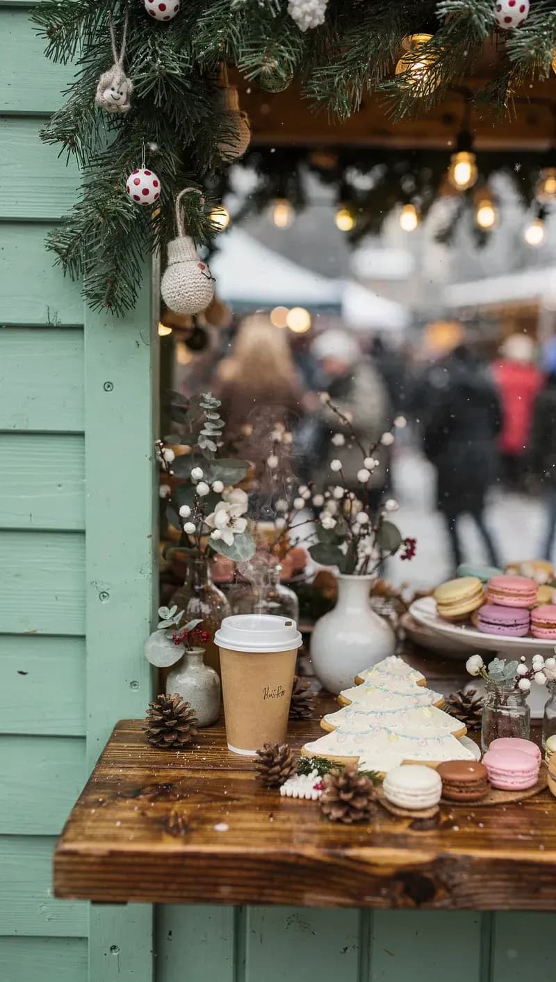 Enchanting Christmas Market Stall: A Cozy Close-Up Experience