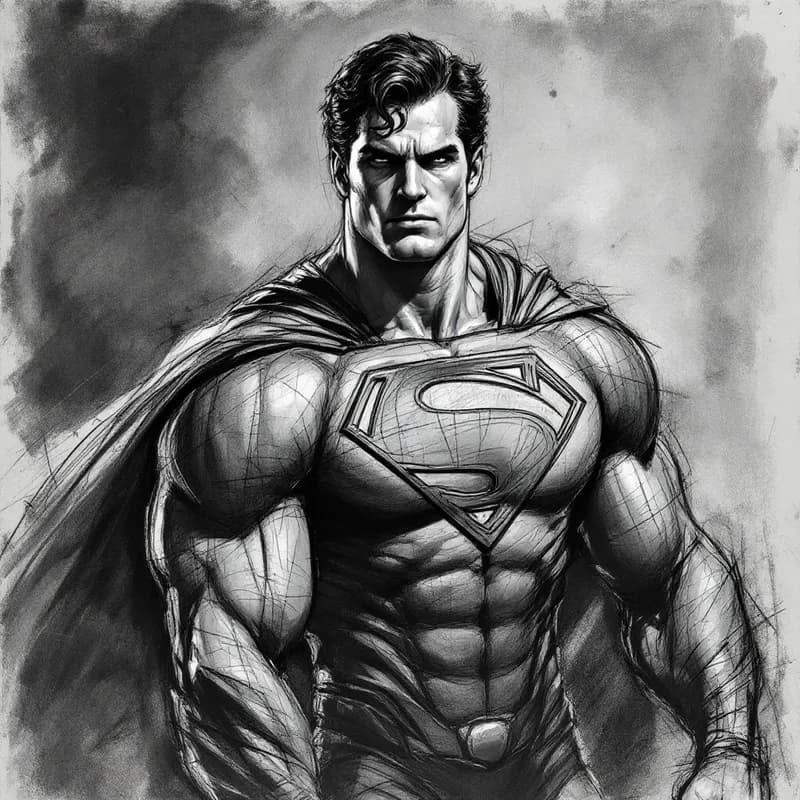 Gritty Elegance: A Charcoal Superman Sketch
