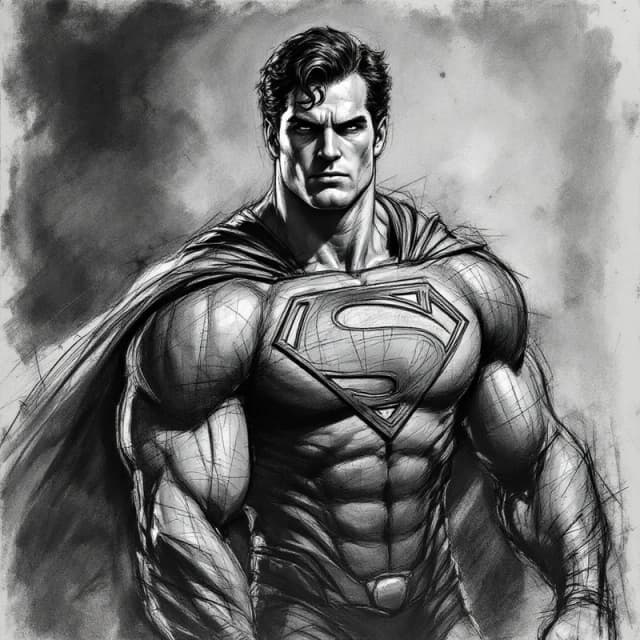 Gritty Elegance: A Charcoal Superman Sketch