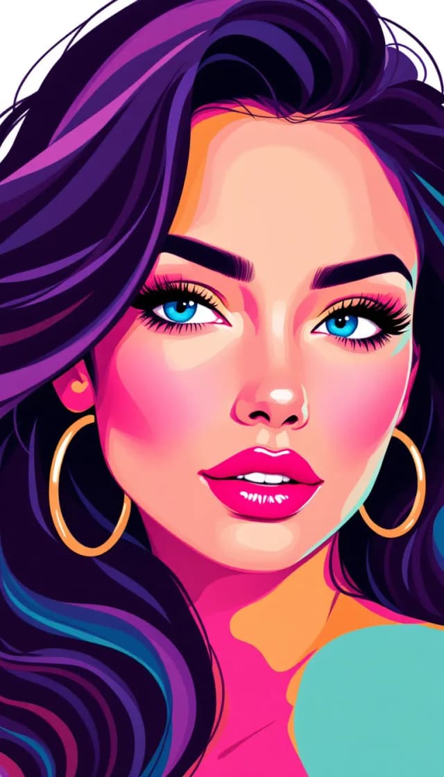 Vibrant Vector Pop-Art Portrait of a Confident Woman