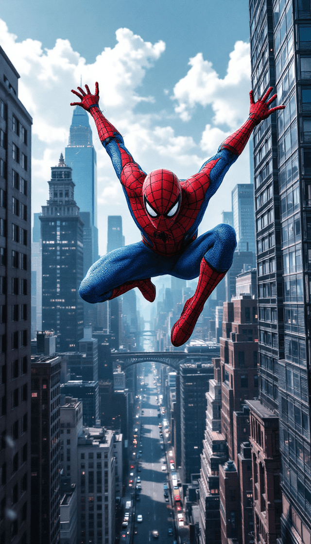 Spider-Man's Impressive Leap in a Realistic Urban Landscape