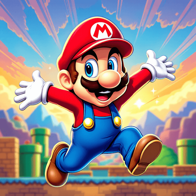 Cheerful Plumber Character Design Inspired by Super Mario