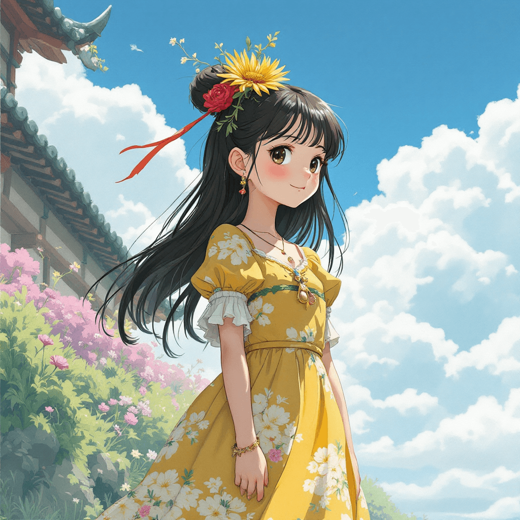 Enchanted Girl in Studio Ghibli Style