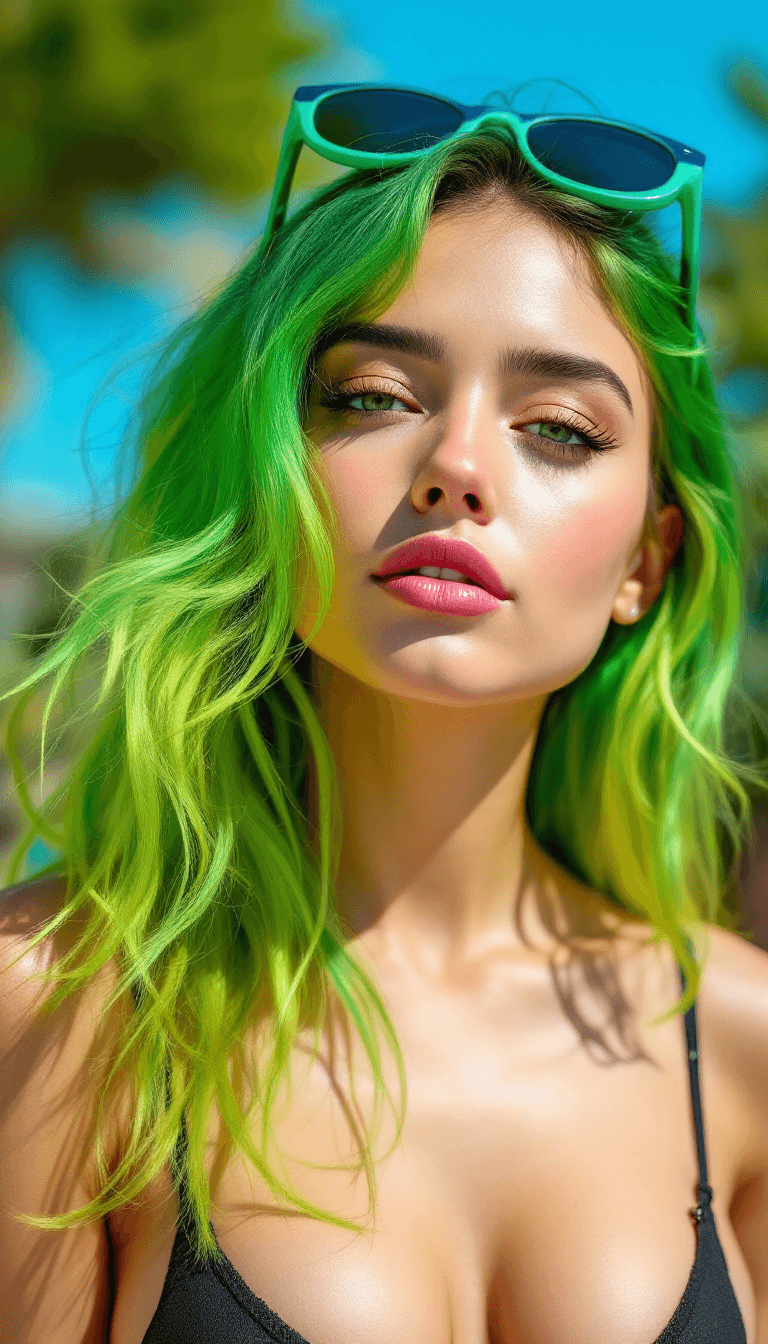 Vibrant Summer Portrait: A Young Woman with Ombre Hair