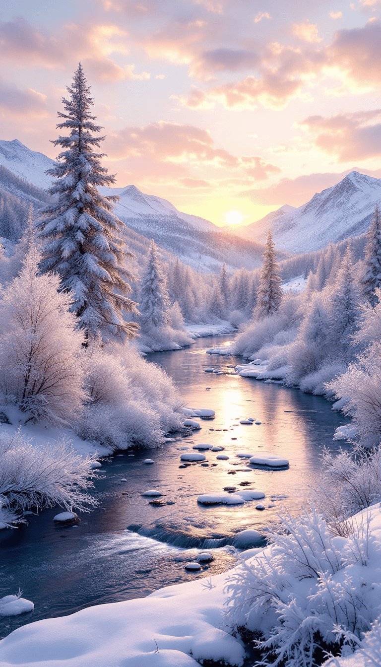 Serene Winter Sunrise: A Tranquil Landscape