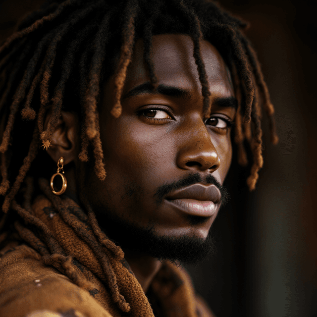 Vibrant Portrait of a Young Man with Dreadlocks