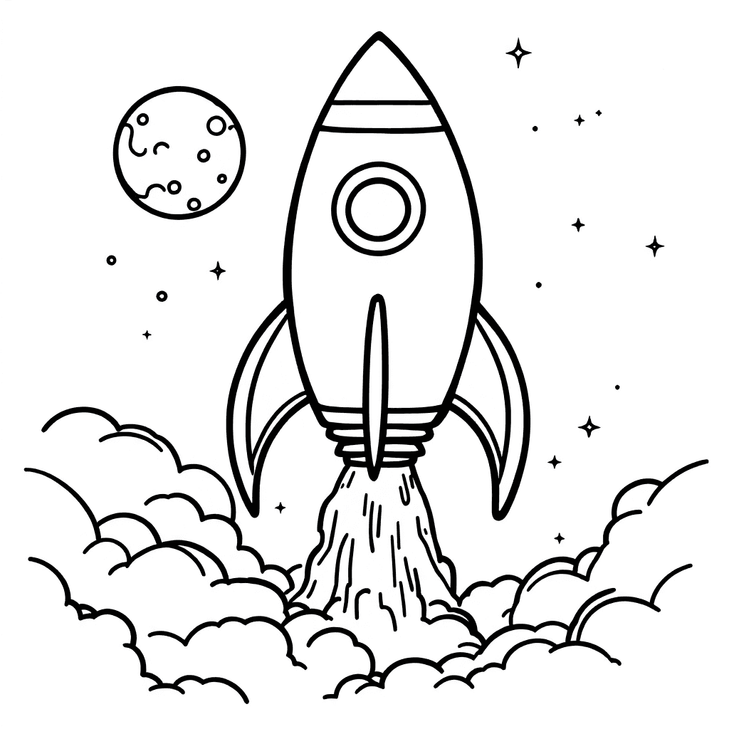 Rocket to the Moon: Coloring Adventure