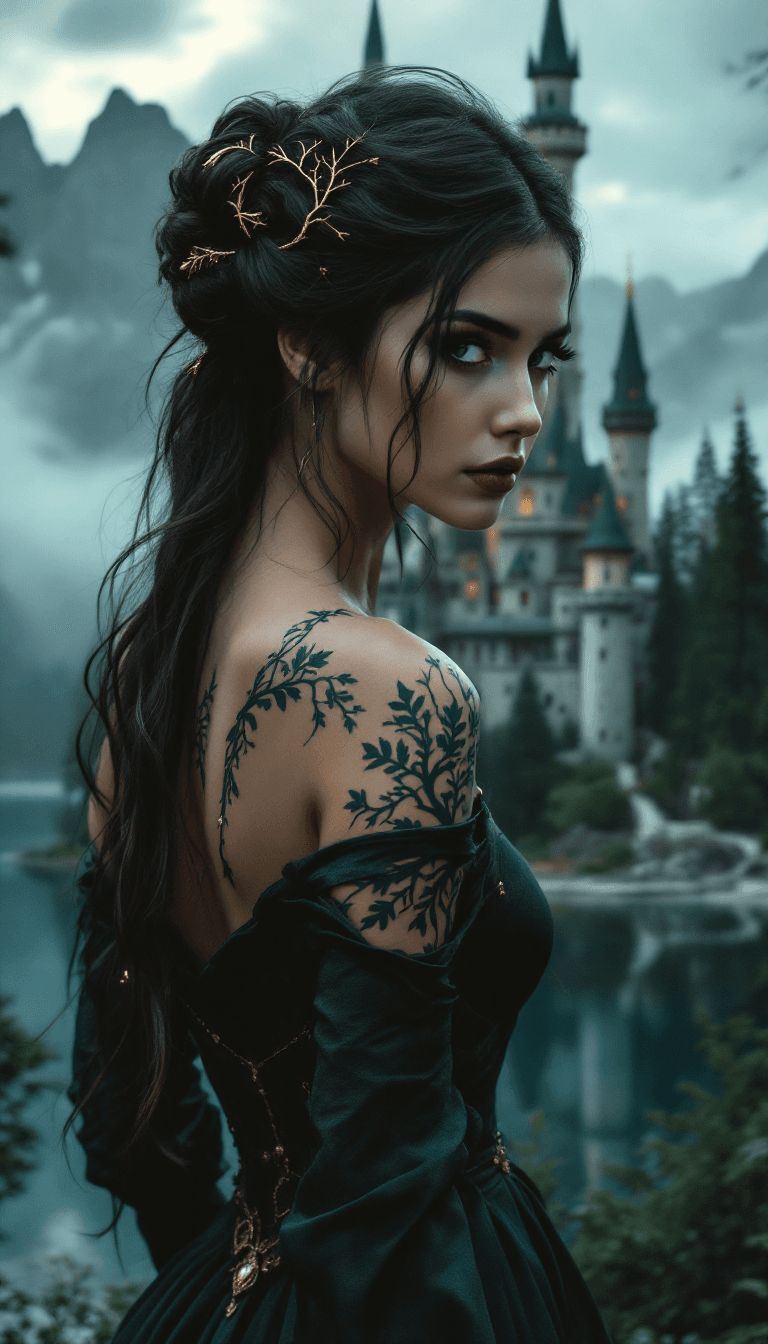 Enchanted Elegance: A Fantasy Portrait of Mystery