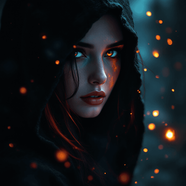 Enchantress of Shadows: A Dance of Ethereal Flames