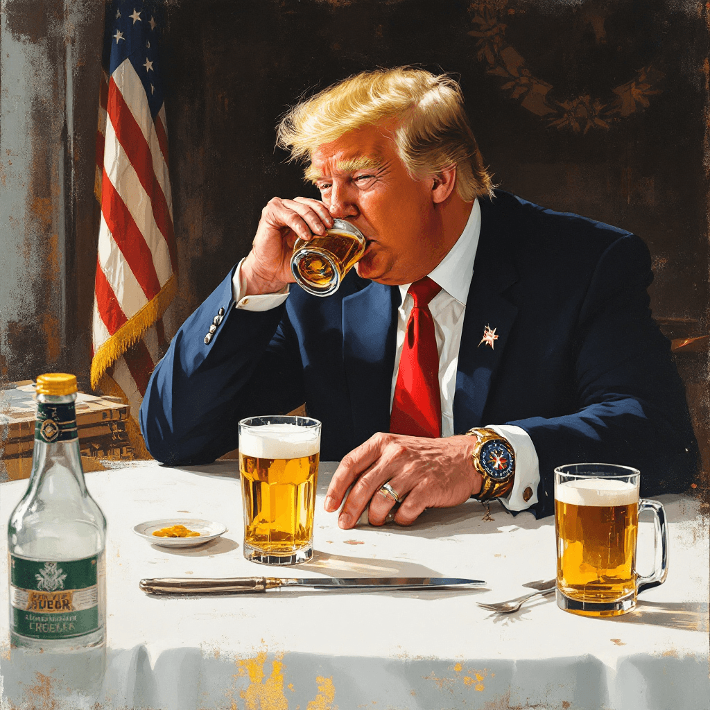 A Toast to the Commander-in-Chief: President Trump Enjoys a Cold Beer