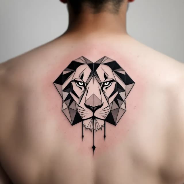Modern Geometric Lion Tattoo Design for Men