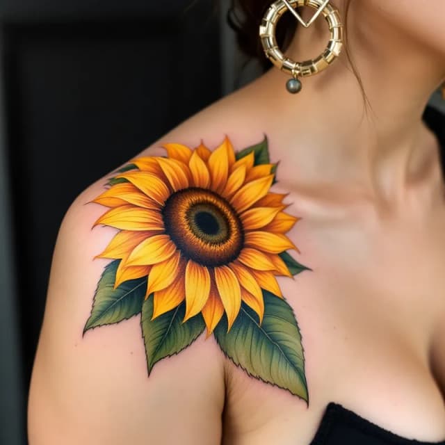 Radiant Sunflower Tattoo: A Botanical Masterpiece on Skin