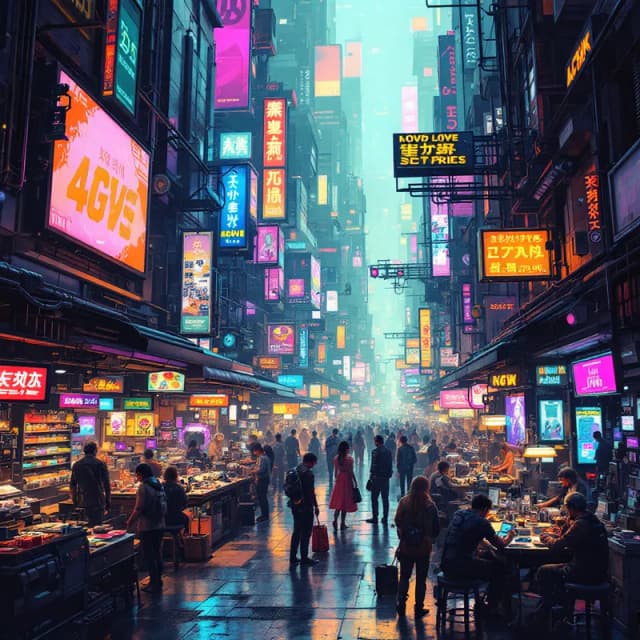 Neon Bazaar: A Cyberpunk Marketplace of the Future