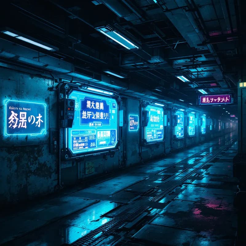 Neon Dreams: The Cyberpunk Train Station