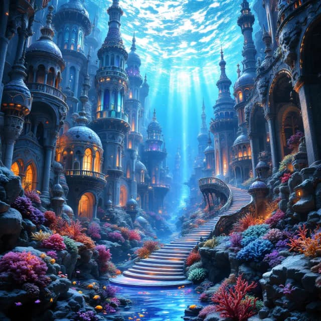Enchanted Depths: The Underwater City of Light