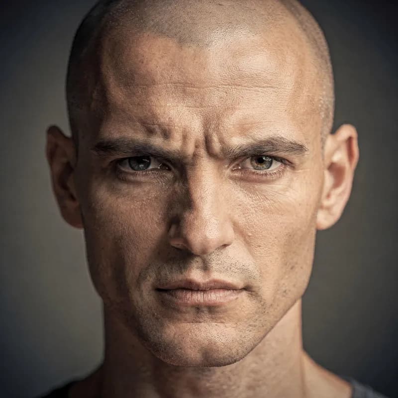 Realistic portrait of a man with a shave