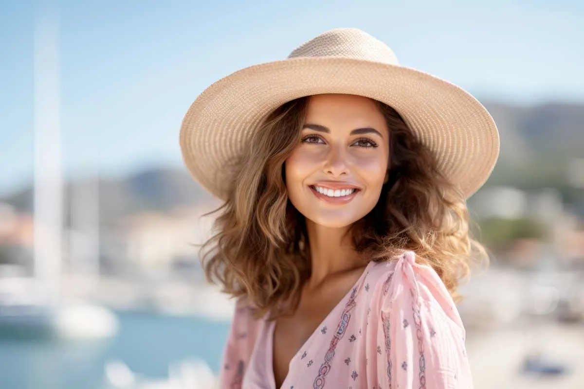 Example image for background removal with girl at resort